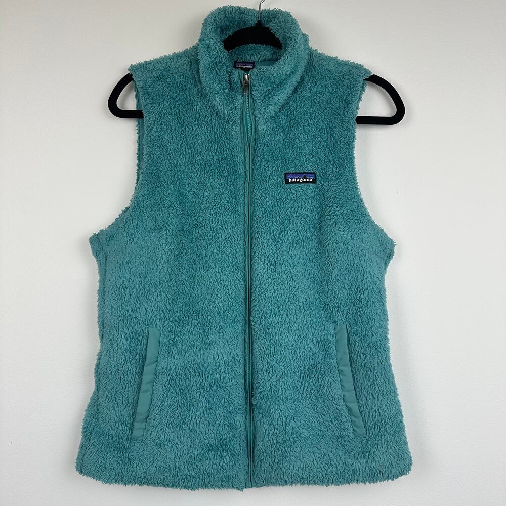 Patagonia Womens Los Gatos Deep Pile Fleece Sherpa Mogul Blue Full-Zip Vest